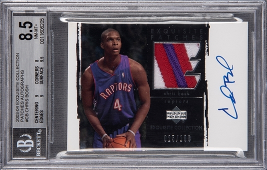 2003-04 UD "Exquisite Collection" Patches #CB Chris Bosh Signed Rookie Card (#025/100) – BGS NM-MT+ 8.5/BGS 10